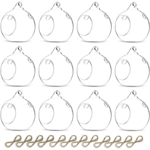 12 stuks 8 cm creatieve hangende glazen bal romantische kaarsenstandaard bruiloft verjaardag feest decoratie, 12 stuks