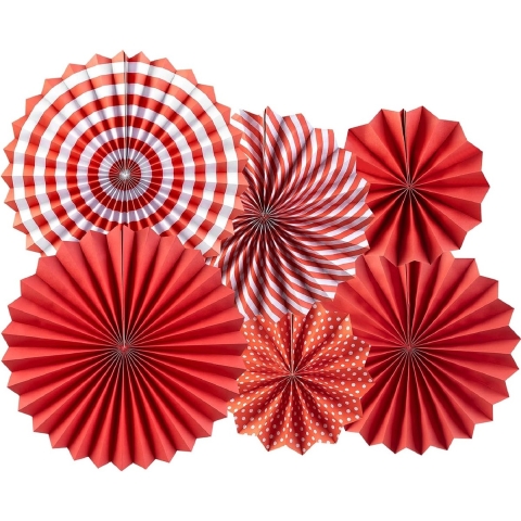Papieren waaiers decoratie rood papier rozetten decoratie voor verjaardag trouwdag bruiloft 20 cm 30 cm 42 cm (rood)
