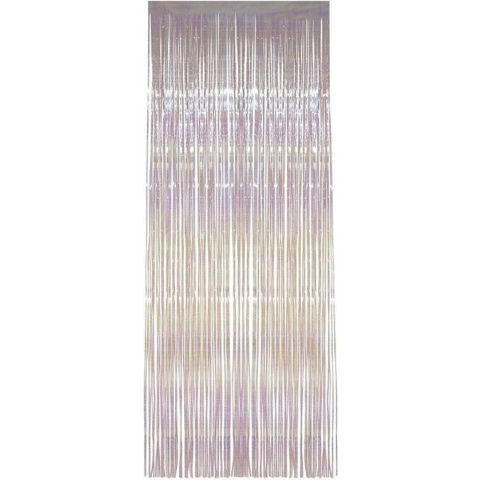 Folie deurgordijn transparant parelmoer 244 x 91 cm - Feestartikelen/versiering