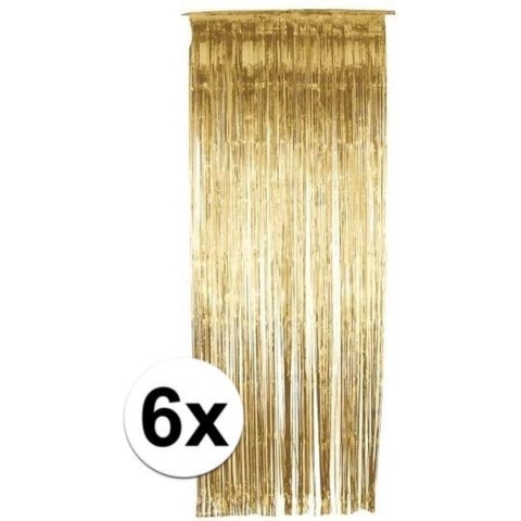 Gouden deurgordijnen 244 cm 6 stuks