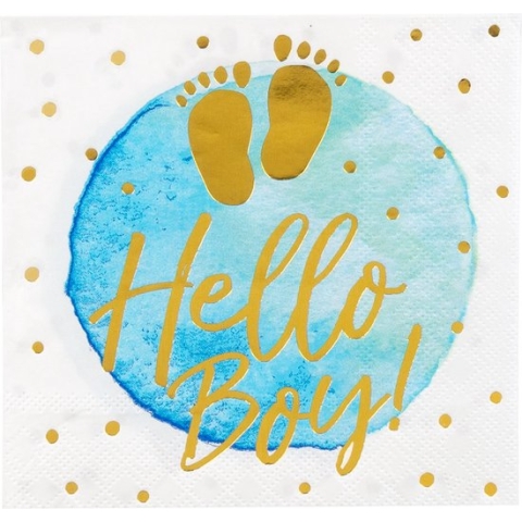 Boland - 20 papieren servetten 'Hello Boy!' - Geen thema - Babyshower