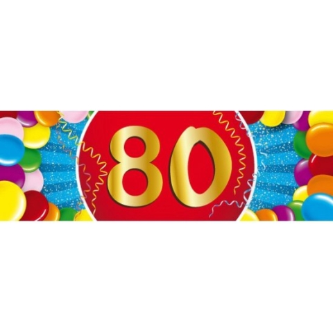 80 jaar leeftijd sticker 19 x 6 cm - 80 jaar verjaardag/jubileum versiering
