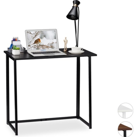 Relaxdays bureau klapbaar - laptoptafel - computertafel - ruimtebesparend - tafel - Zwart / zwart