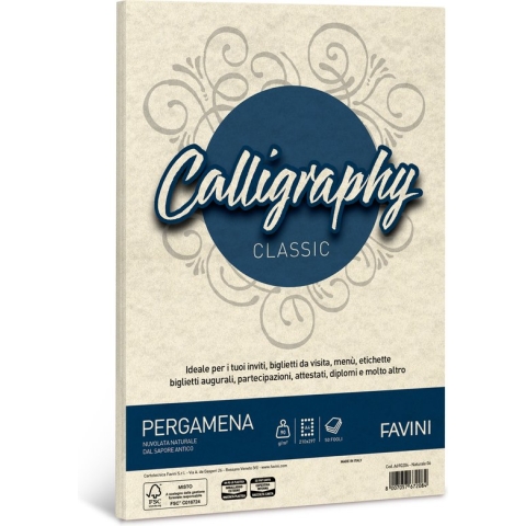 Perkament 50 vel A4 90 g/m2 inkjet kleur Naturel PERGAMENA Calligraphy Naturale 06 FAVINI