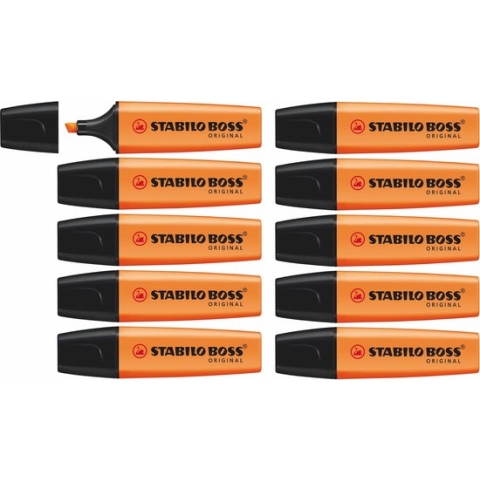 STABILO BOSS ORIGINAL - Markeerstift - Hoogste Kwaliteit - Oranje - Doos 10 Stuks