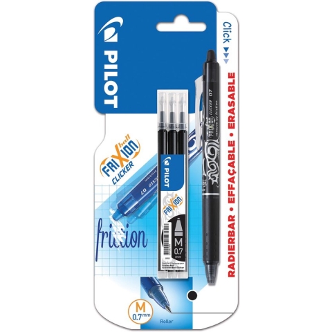 Pilot Frixion - Clicker zwart + 3 vullingen - in blister