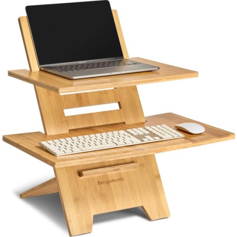 Sta bureau – Standing desk – Laptopstandaard – Zit sta bureau in hoogte verstelbaar – Duurzaam bamboe – Thuiswerken – Ergonomisch werken - Xergonomic®