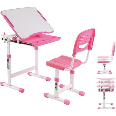 Bureau kinderen tekentafel met bureaustoel - schooltafel - ergonomisch hoogte verstelbaar