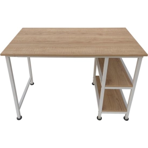Bureau - computertafel - computerbureau - met opbergplanken - 110 cm breed - wit bruin