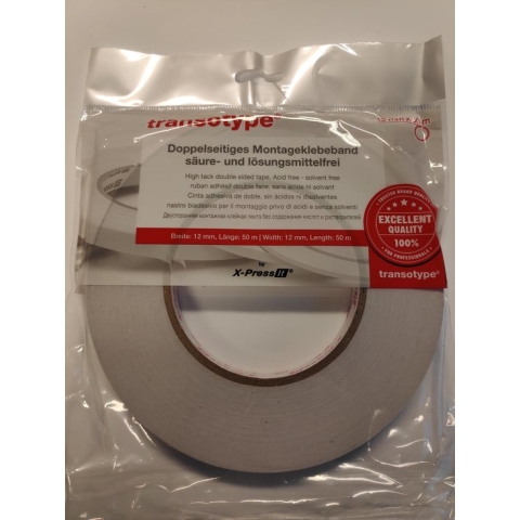 Transotype Dubbelzijdig Plakband 12 mm x 50 M Zuurvrij