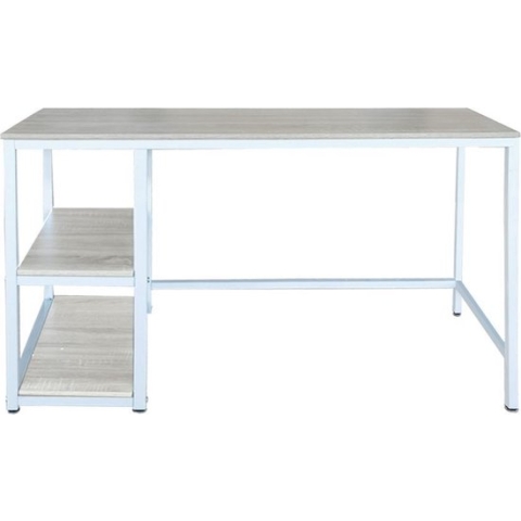 Bureau Stoer - computertafel - industrieel design - met opbergruimte - wit bruin