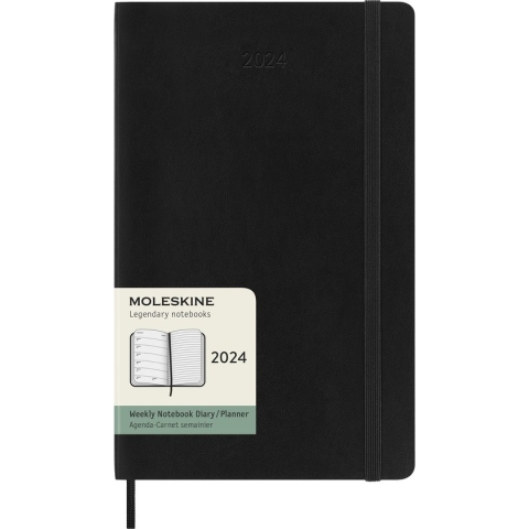 Moleskine 12 Maanden Agenda - 2024 - Wekelijks - Large - Zachte Kaft - Zwart