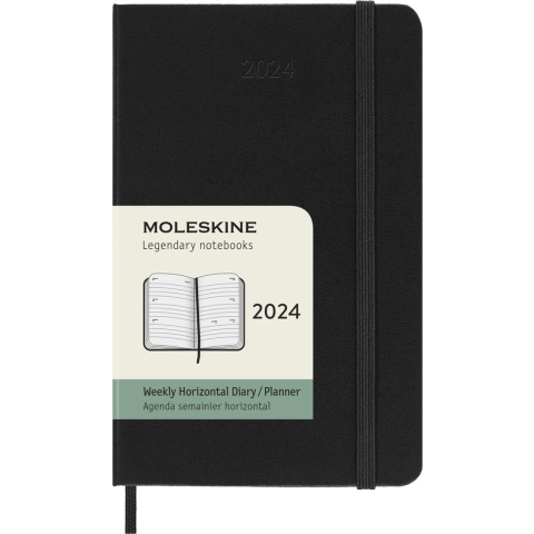 Moleskine 12 Maanden Agenda - 2024 - Wekelijks Horizontaal - Pocket - Harde Kaft - Zwart