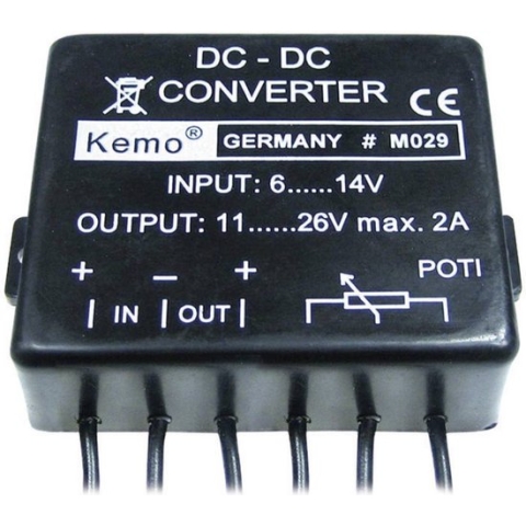 Kemo M029 Gelijksspanningsomvormer Module Ingangsspanning (bereik): 6 - 14 V/DC Uitgangsspanning (bereik): 11 - 26 V/DC