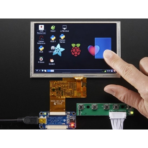 HDMI 4 Pi: 5 inch Display w/Touch and Mini Driver - 800x480 HDMI Adafruit 2109