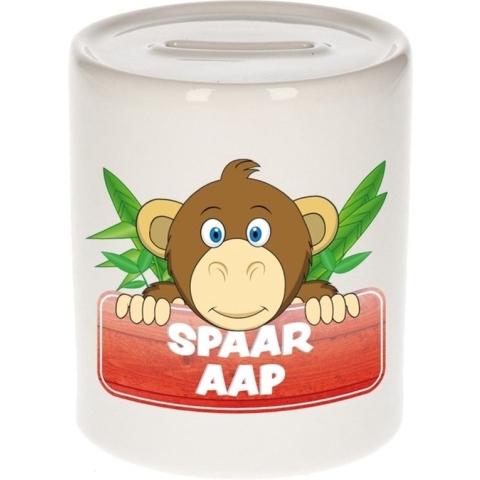 Kinder spaarpot met spaar aap opdruk - keramiek - apen spaarpotten