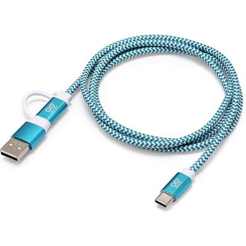 Arduino TPX00094 USB-C-kabel Arduino [1x USB-C - 2x USB-C, USB-A] 1 m Wit, Turquoise