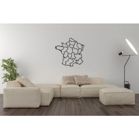 HOUTEN WANDDECORATIE - WOODEN WALL DECORATION - MUURDECORATIE - WALL ART - LANDKAART FRANKRIJK - COUNTRY MAP FRANCE - 65 x 60 CM - ZWART HOUT - WANDFIGUUR FRANCE
