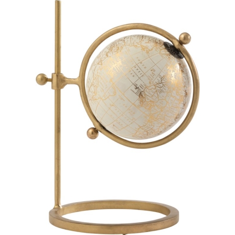 J-Line Wereldbol Ring Verschuifbaar Ijzer/Plastiek Goud/Wit Small
