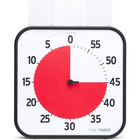 Time Timer Large 30x30cm - Visuele Countdown Timer - Tijdmanagement Tool - school, thuis, kantoor - optioneel alarm met sterkte regelaar - geen luid getik - magnetisch -kleur zwart)