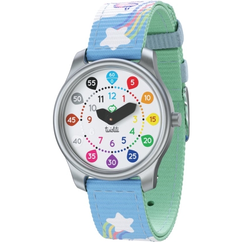 Twistiti - Polsuurwerk voor kinderen vanaf 3 jaar, met educatieve cijfers op de wijzerplaat - waterbestendig tot 50 meter diepte - verwisselbare bandjes - Nummers Eenhoorn bandje