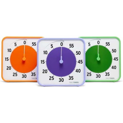 Time Timer Classroom set - 3 stuks - oranje, paars en groen - secundaire kleuren