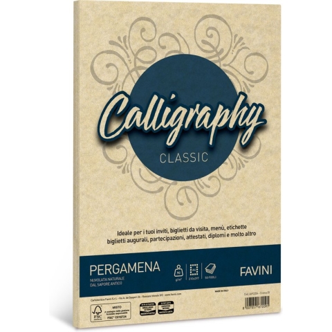 Perkament 50 vel A4 90 g/m2 inkjet kleur Creme PERGAMENA Calligraphy Crema 05 FAVINI