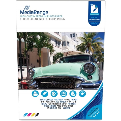 MediaRange photo papier high glossy A4, 180 gr/m2, 50 vel