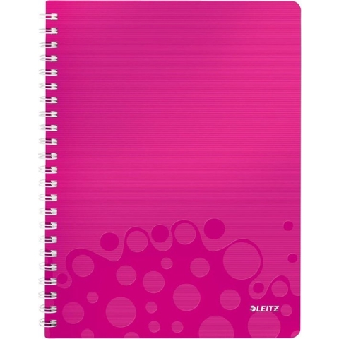 Leitz WOW Spiraalgebonden A4 Notitieboek met Kunststof Kaft - 80 Vel - Gelijnd - FSC Gecertificeerd - Roze