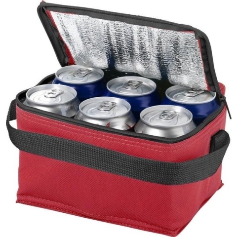 Kleine koeltas rood/zwart 20 cm voor 6/sixpack blikjes - 3,5 liter - Koelboxen/koeltassen - Lunchtrommel