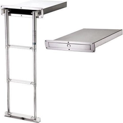 Allpa telescopische RVS Zwemtrap 3 treden in Cassette