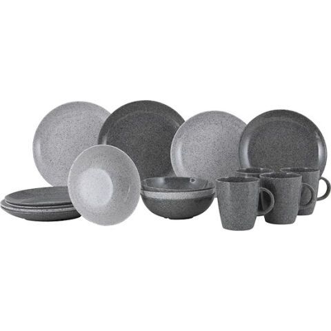 Gimex Solid Line Servies - Granite - Grijs - 16-Delig