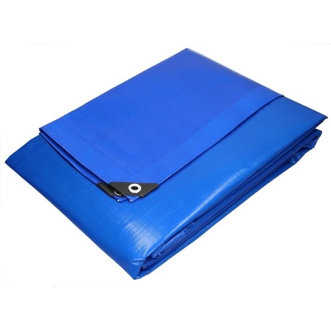 Zeildoek met oogjes, 6x12 m 260g/m², blauw, gemaakt van polyethyleenweefsel met polyethyleen coating aan beide zijden