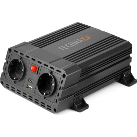 Technaxx TE19 Omvormer 12V naar 2 x 230V en 2 x USB Power Inverter max 600W