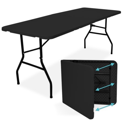 LifeGoods Klaptafel - Inklapbare Tafel - 70x180cm - Verstelbare Vouwtafel - Campingtafel - Weerbestendig - Zwart