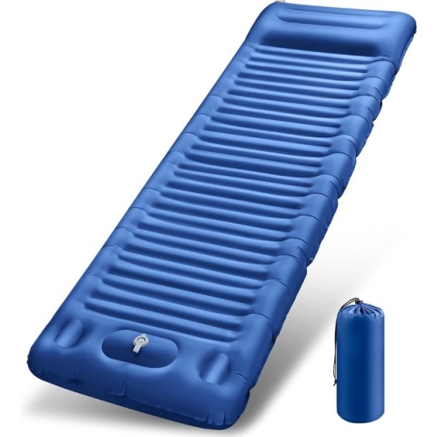 Slaapmat camping zelfopblazend, 12 cm verdikt opblaasbaar matras met voetperspomp, ultralicht waterdicht luchtbed buiten, slaapmat voor wandelen, backpacken, kamperen, tent