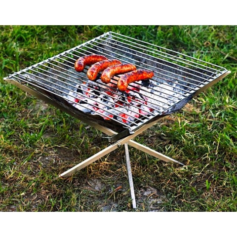 Firekorf + grill : Opvouwbare vuurkorf / vuurschaal met rooster - draagbare BBQ - opbergtas - kampeer grill