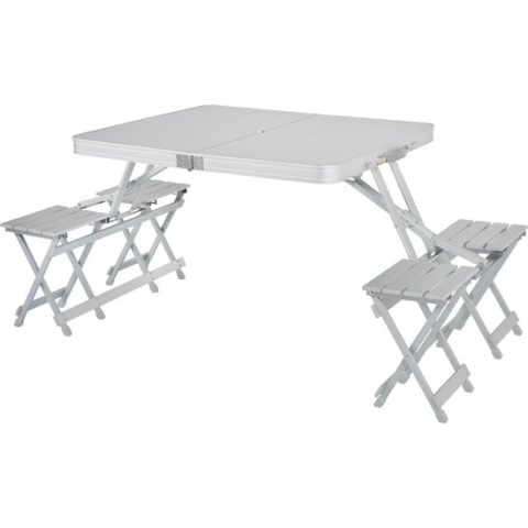 Campart Campingtafel TA-0875 - Picknicktafelset 4 personen - Picknick tafel inklapbaar - Wit