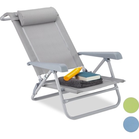 Relaxdays Ligstoel - opvouwbaar - inklapbare tuinstoel - strandstoel - relaxstoel - tuin - grijs