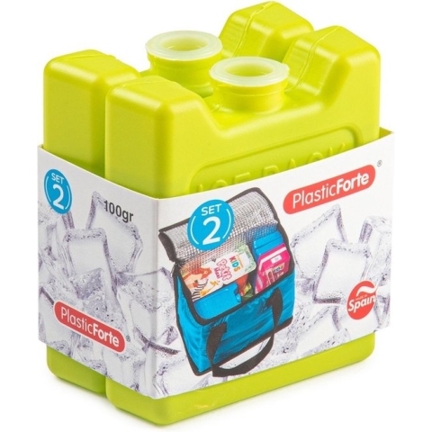 Voordeelset van 2x stuks kleine koelelementen 7 x 8 cm in het groen plastic