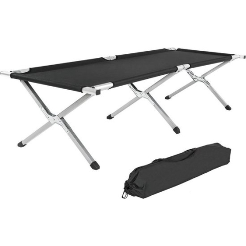 2x TecTake veldbed - 2 stuks xl veldbed 190 cm - zwart - 401996