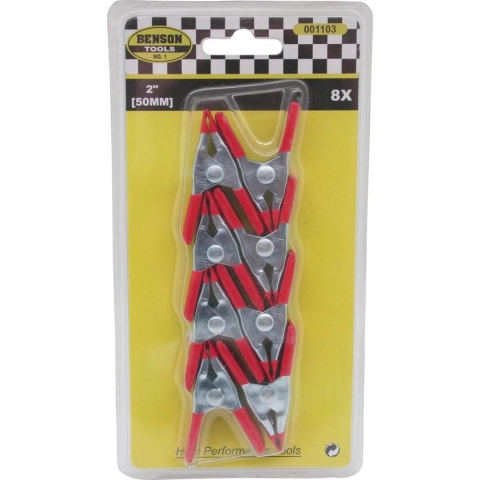 Benson Zeilklemmen/veerklemmen - 8x - staal - 5 cm - mini lijmklemmen