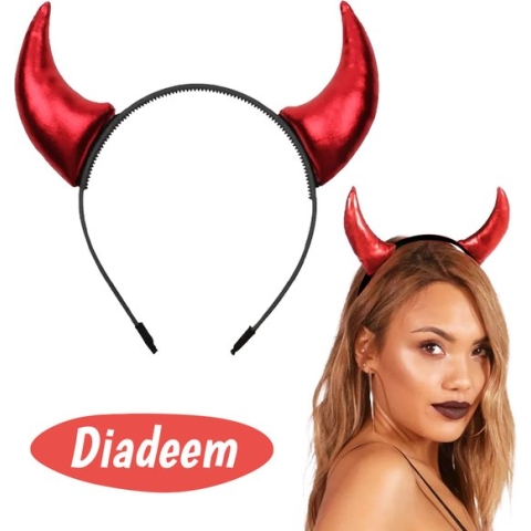 Duivel Hoorntjes - Rood - Haarband - Duivel Diadeem - Halloween Accessoires - Tiara