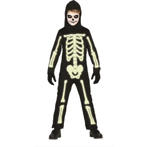 Fiestas Guirca - Glow in the dark skelet kind (7-9 jaar)