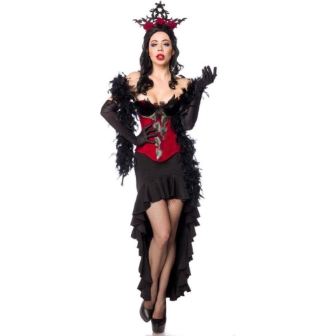 Mask Paradise Kostuum -S- Burlesque Queen Zwart/Rood