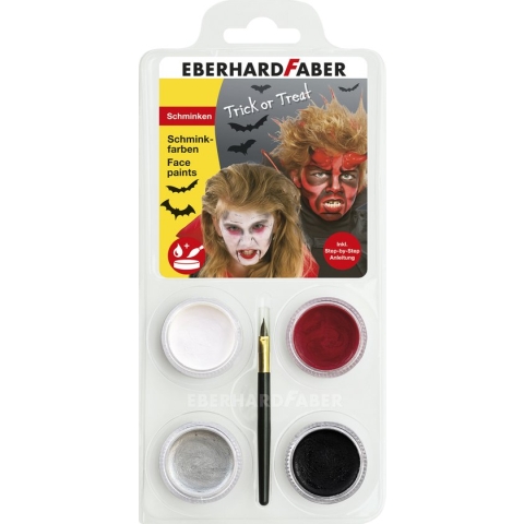 Eberhard Faber schminkset - dracula/duivel - wit, rood, zilver, zwart - EF-579028
