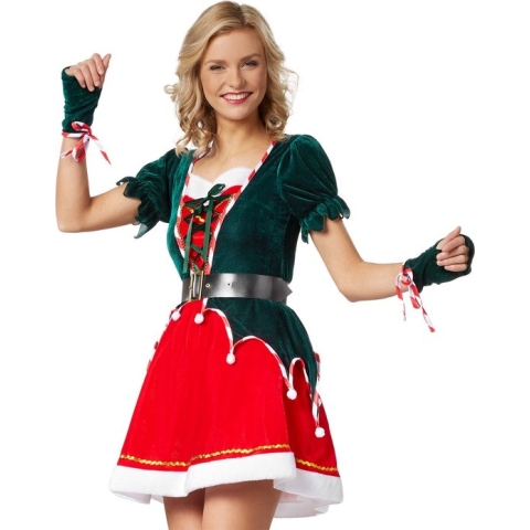 dressforfun - Sexy kerstelf M - verkleedkleding kostuum halloween verkleden feestkleding carnavalskleding carnaval feestkledij partykleding - 303411