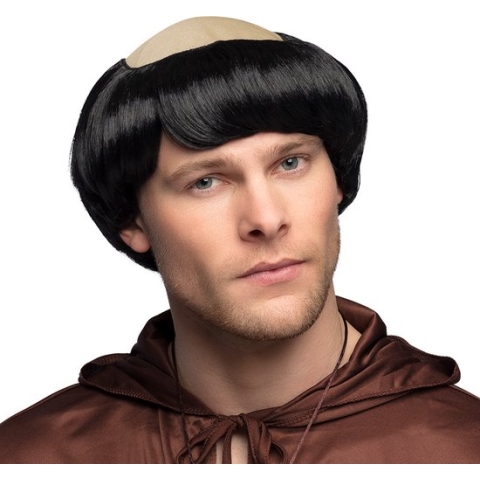 Boland - Pruik Kale monnik Zwart - Steil - Kort - Mannen - Monnik - Religie