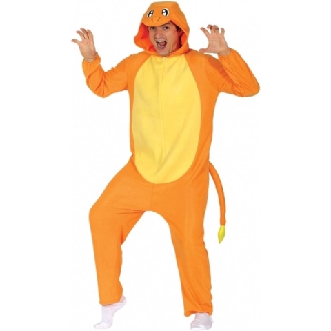 Oranje cartoon draak onesie voor volwassenen - carnaval kostuum