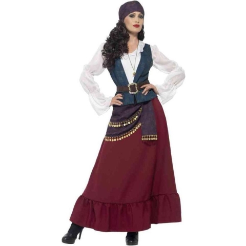 Dames piratenkostuum - Boekanier jurk + accessoires - Piraat verkleedkleding maat 46/48